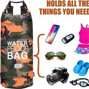 20L Waterproof Dry Bag - Camouflage, Lightweight, Roll Top Sack